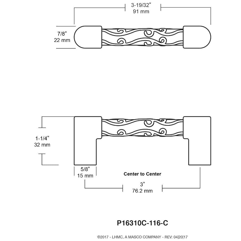 Crystal Lace 3 in. (76 mm) Center-to-Center Satin Nickel and Clear Glass Drawer Pull - Super Arbor