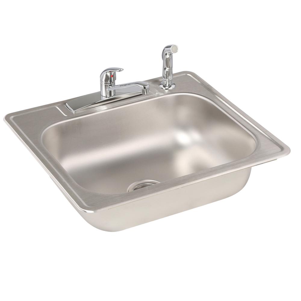 All-in-One Drop-In Stainless Steel 25 in. 4-Hole Single Bowl Kitchen Sink - Super Arbor