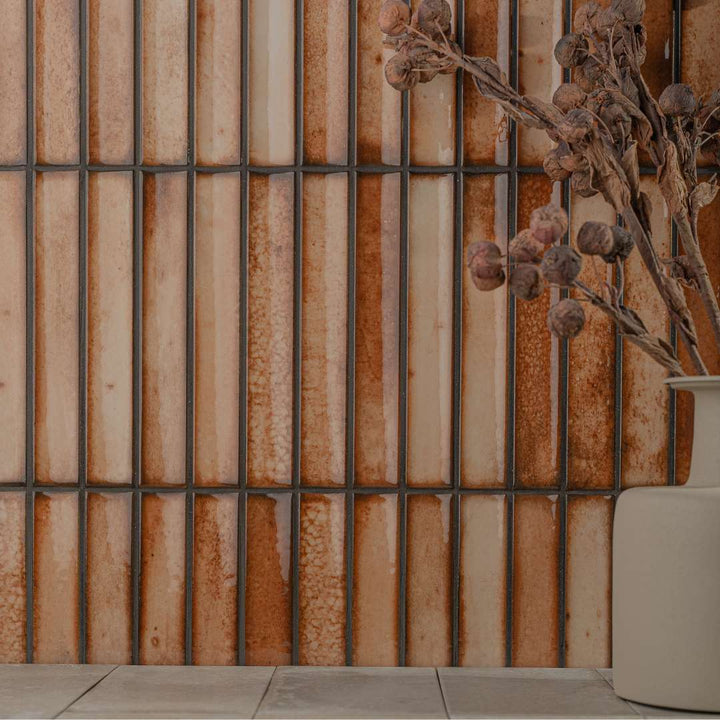 The Tile Life Sakura Fluted Caramel 4-1/2-in x 9-in Glossy Porcelain Handcrafted look Wall Tile product image