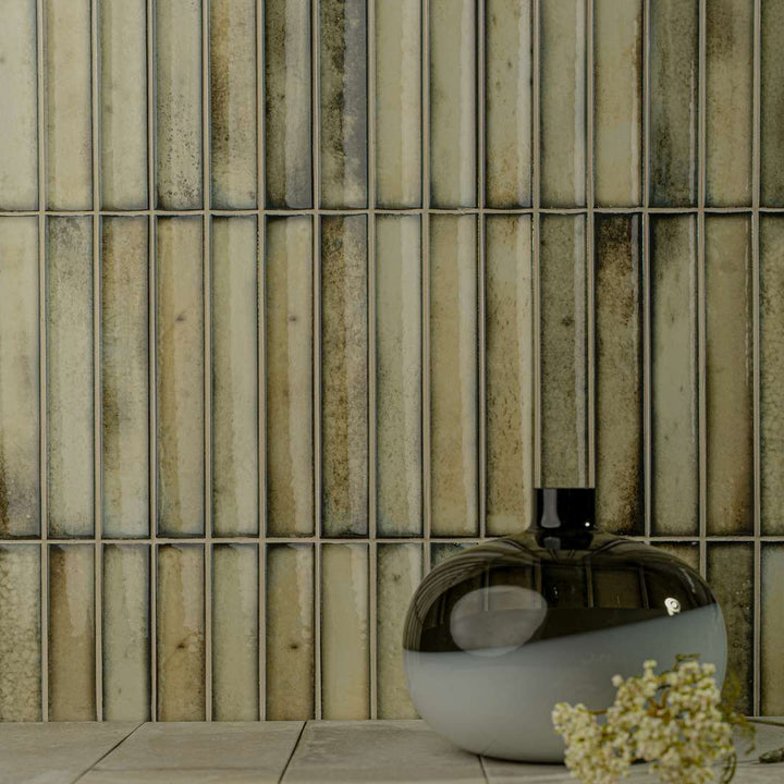 The Tile Life Sakura Fluted Khaki 4-1/2-in x 9-in Glossy Porcelain Handcrafted look Wall Tile product image