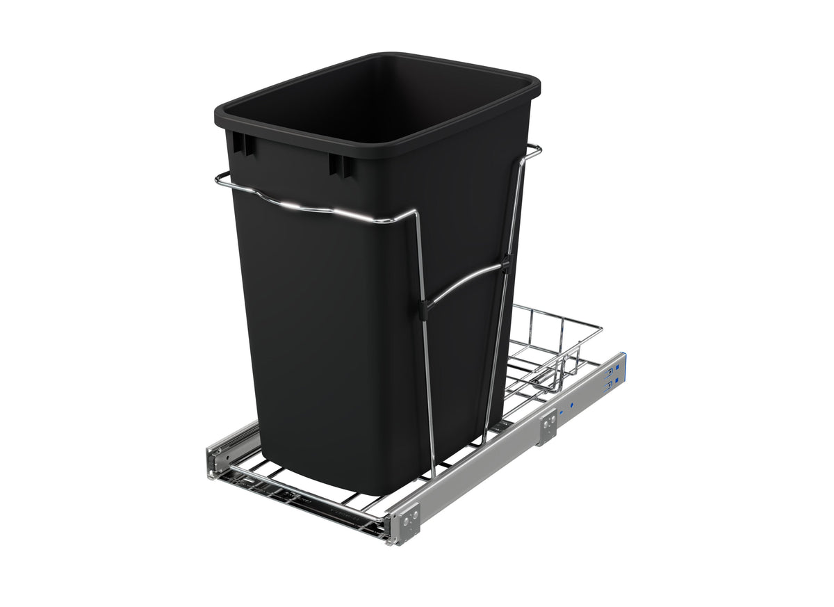 Rev-A-Shelf 35-Quart Plastic Soft-Close Pull-Out Trash Can, Chrome Frame