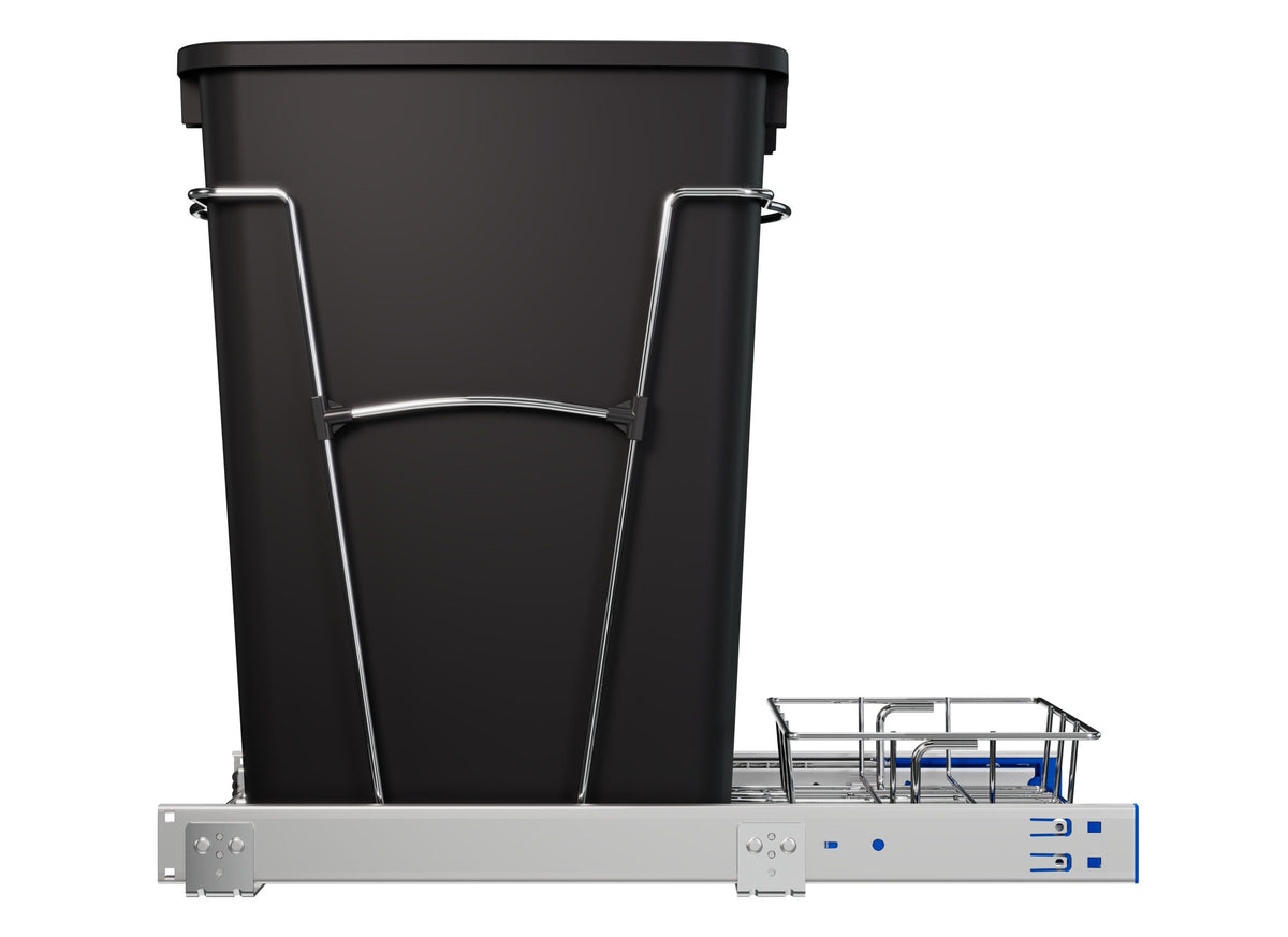 Rev-A-Shelf 35-Quart Plastic Soft-Close Pull-Out Trash Can, Chrome Frame
