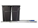 Rev-A-Shelf 35-Quart Plastic Soft-Close Dual Pull-Out Trash Can, 14.38 in W x 19.25 in H x 22 in D