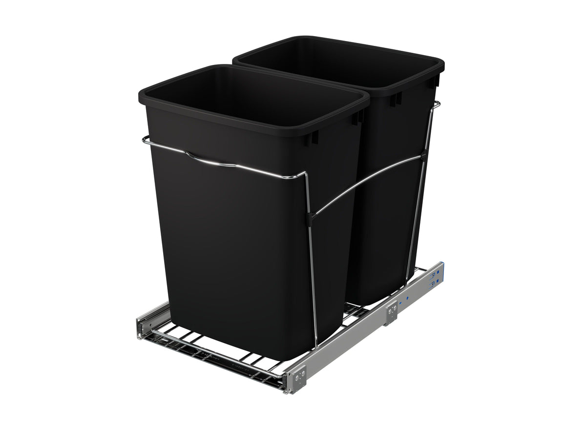 Rev-A-Shelf 35-Quart Plastic Soft-Close Pull-Out Trash Can, Dual Bin