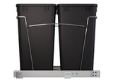 Rev-A-Shelf 27-Quart Plastic Soft-Close Dual Pull-Out Trash Can, Chrome Frame