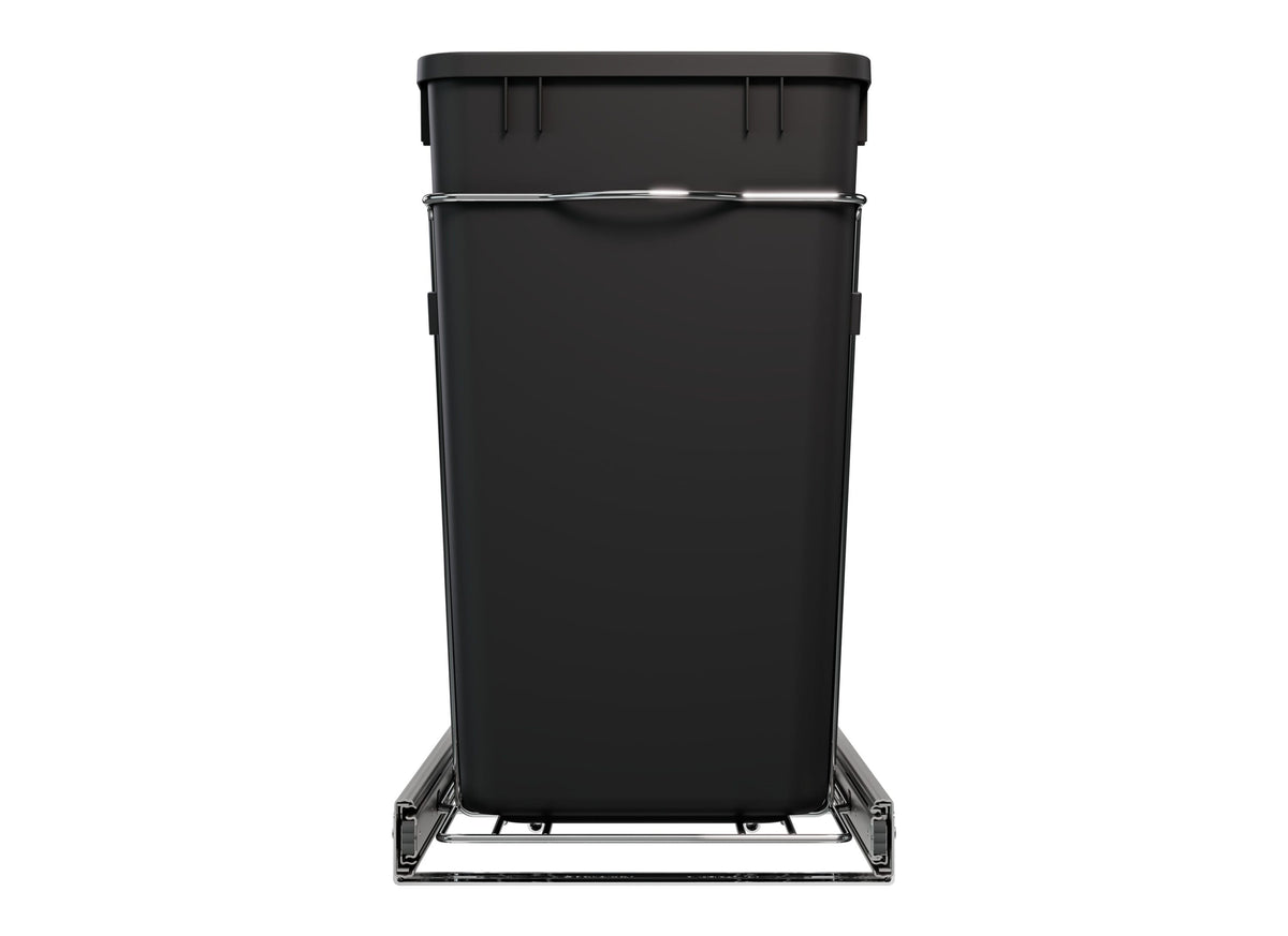 Rev-A-Shelf 27-Quart Plastic Soft-Close Dual Pull-Out Trash Can, Chrome Frame