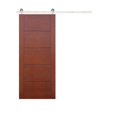 36 in. x 84 in. Contemporary Prefinished 5-Panel Flush Mahogany Wood Sliding Barn Door with Bronze Hardware Kit - Super Arbor