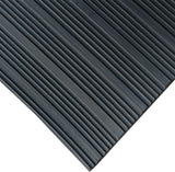 Rubber-Cal Composite-Rib Corrugated Rubber Floor Mat Roll, 1/8 in Thick x 3 ft x 4 ft, Black