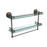 22 in. L  x 12 in. H  x 5 in. W 2-Tier Clear Glass Bathroom Shelf with Towel Bar in Polished Chrome - Super Arbor