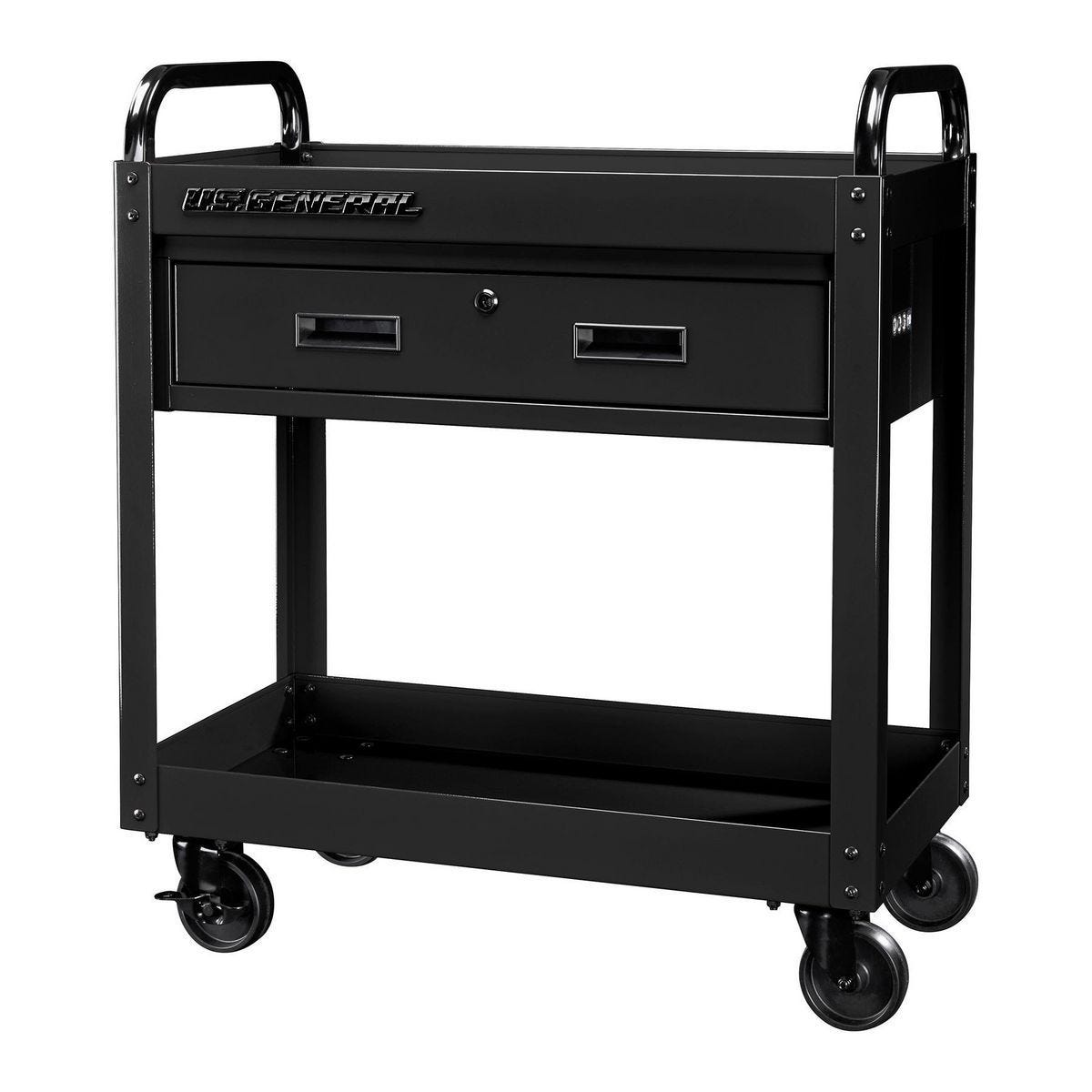 U.S. General 30 in. Service Cart with Drawer, Black
