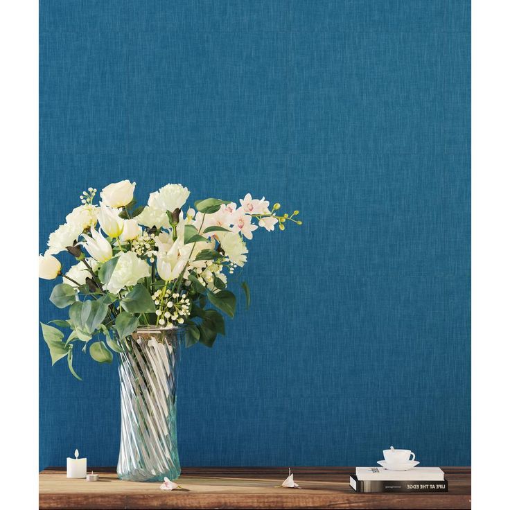 TrafficMASTER Blue Fabric 18 in. x 18 in. Luxury Vinyl Tile Peel And Stick Wall (18 sq. ft. / Case)
