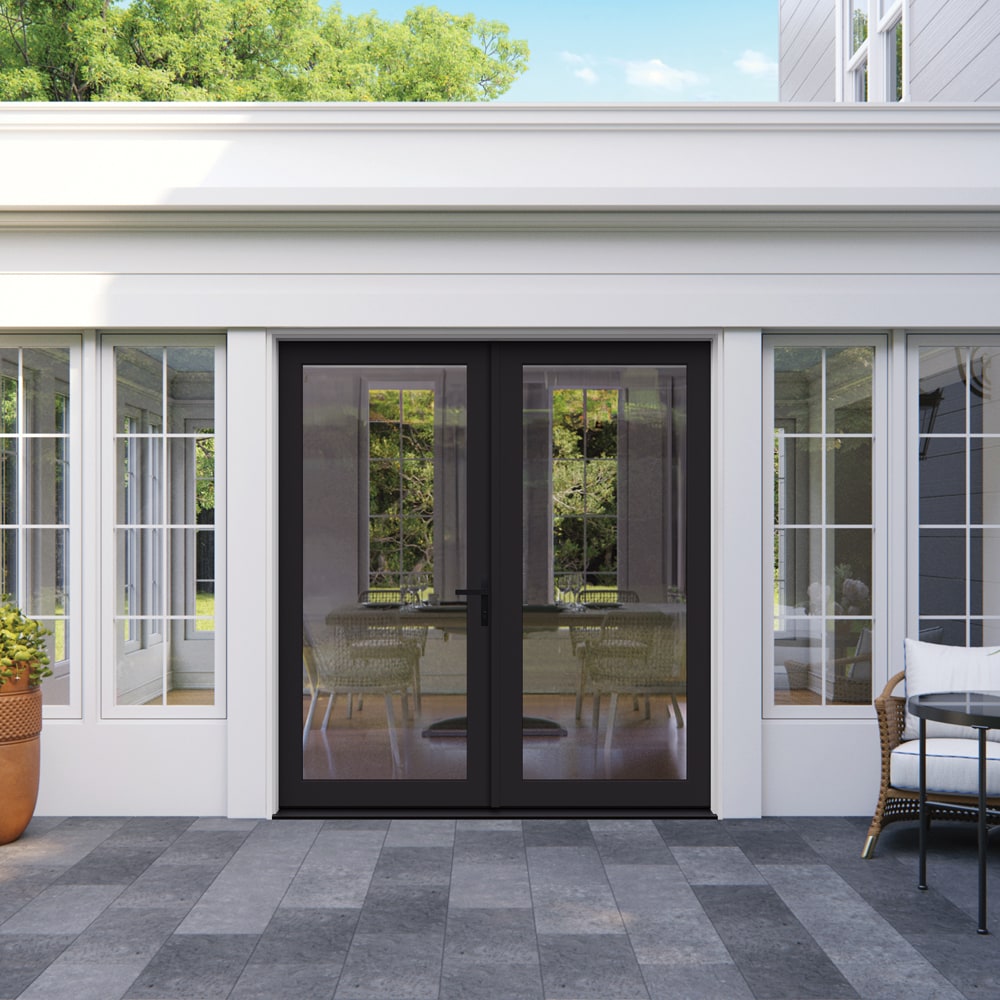 JELD-WEN 72-in x 80-in Fiberglass French, Left-hand inswing – installed room view