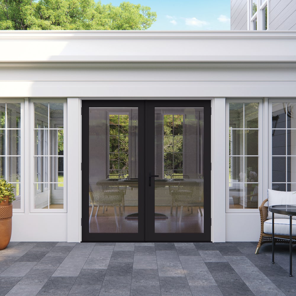 JELD-WEN 60-in x 80-in Fiberglass French, Left-hand outswing – installed room view