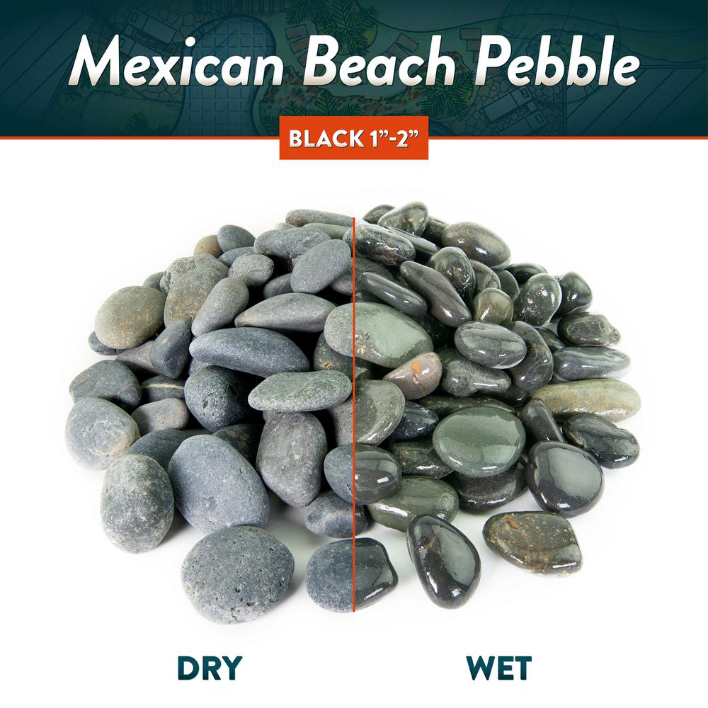 Southwest Boulder & Stone 0.50 cu. ft. 3 in. to 5 in. Black Mexican Beach Pebble Smooth Round Rock for Gardens, Landscapes and Ponds - Super Arbor