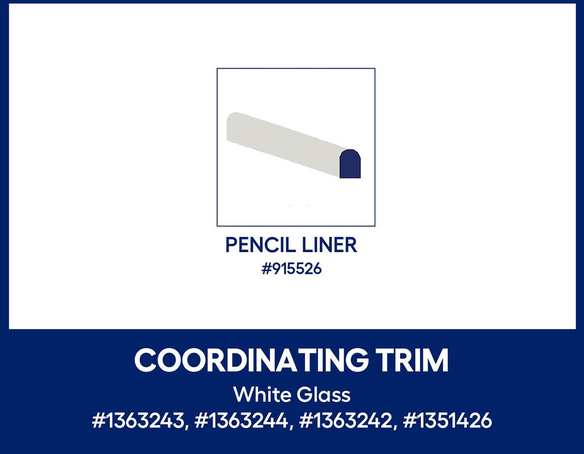 Elida Ceramica White Glass Pencil Liner Tile, Glossy – 11.81 in L x 0.51 in W x 10 mm T