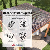 AmeriLux International CoverLite 2.16-ft x 12-ft Corrugated Smoke Polycarbonate Roof Panel
