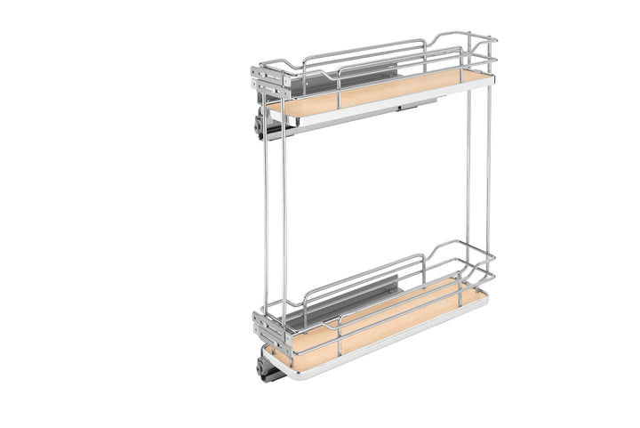 Rev-A-Shelf 6-in W x 24.5-in H 2-Tier Pull-Out Metal Soft-Close Cabinet Organizer, Maple Shelves