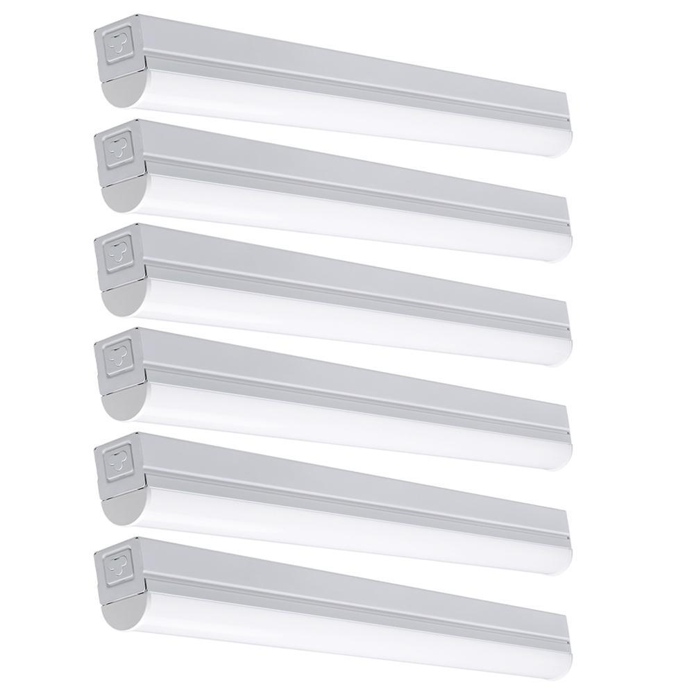 2 ft. 20-Watt Equivalent 900 Lumens Integrated LED White Strip Light Fixture 4000K Linkable Plug-in Direct Wire (6-Pack) - Super Arbor