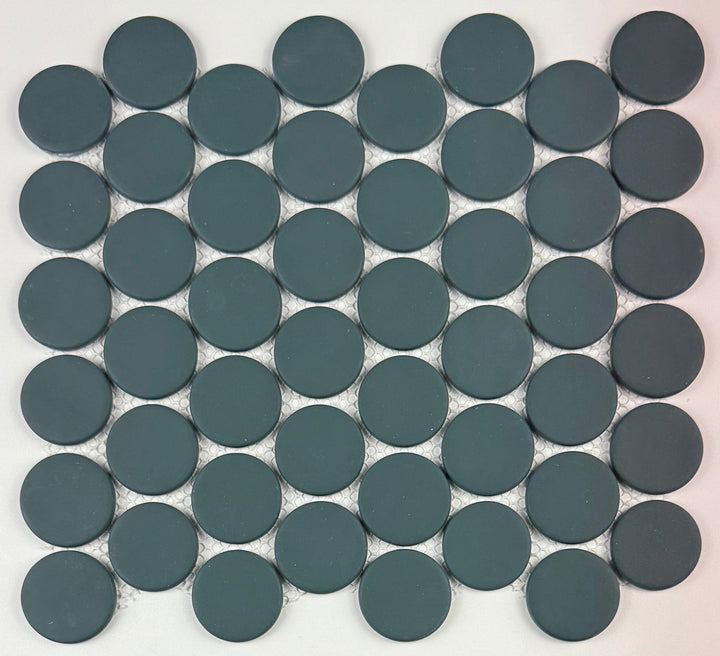 Vidro Real Forest Green 11-in x 12-in Honed Recycled glass Round Mosaic Floor and Wall Tile product image