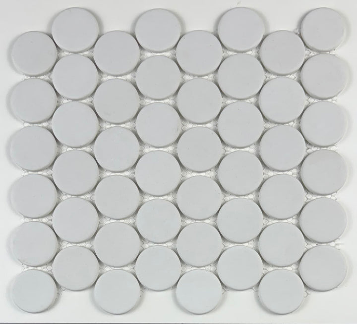 Vidro Real Snow White 11-in x 12-in Honed Recycled glass Round Mosaic Floor and Wall Tile product image