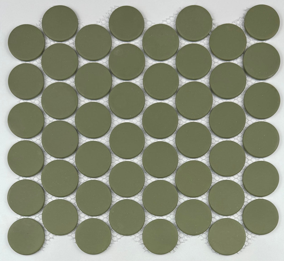 Vidro Real Olive Green 11-in x 12-in Honed Recycled glass Round Mosaic Floor and Wall Tile product image