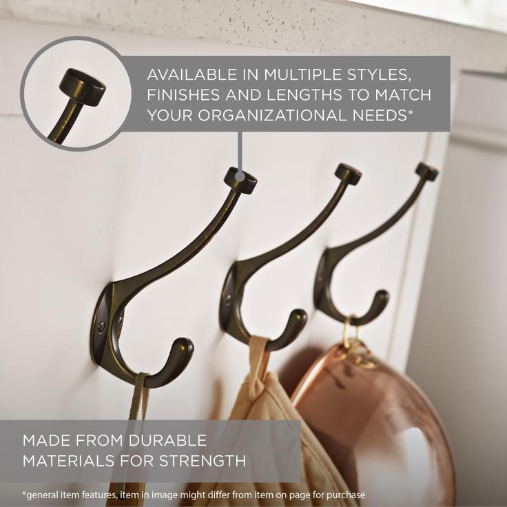 1-13/16 in. Matte Black Double Wall Hook (4-Pack)
