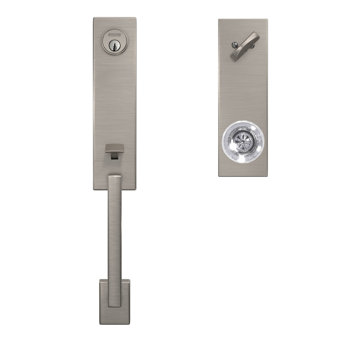 Schlage Custom Century Aged Bronze 3/4 Trim Single Cylinder Door Handleset with Hobson Glass Door Knob