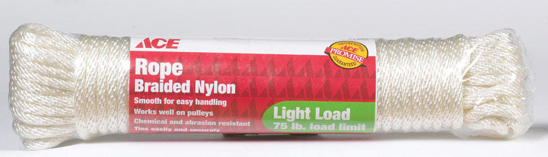 Ace 1/4 in. D x 50 ft. L White Solid Braided Nylon Rope
