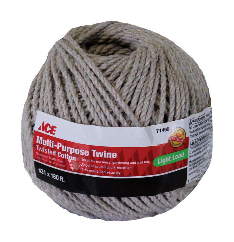 Ace #21 Twisted Cotton Twine, White, 180 ft.