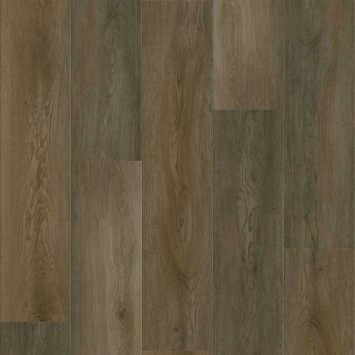 Style Selections Brunette Oak 7-in W x 48-in L x 5-mm T Waterproof Interlocking Luxury Vinyl Plank Flooring, 12-mil Wear Layer (23.36-sq ft Carton)