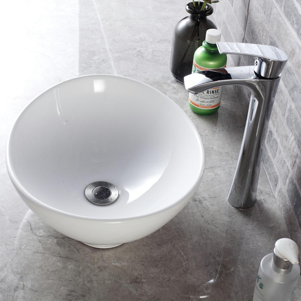 16 in. x 13 in. Vessel Sink Egg Shape Bathroom Ceramic Porcelain Vanity Art Basin Modern in White - Super Arbor