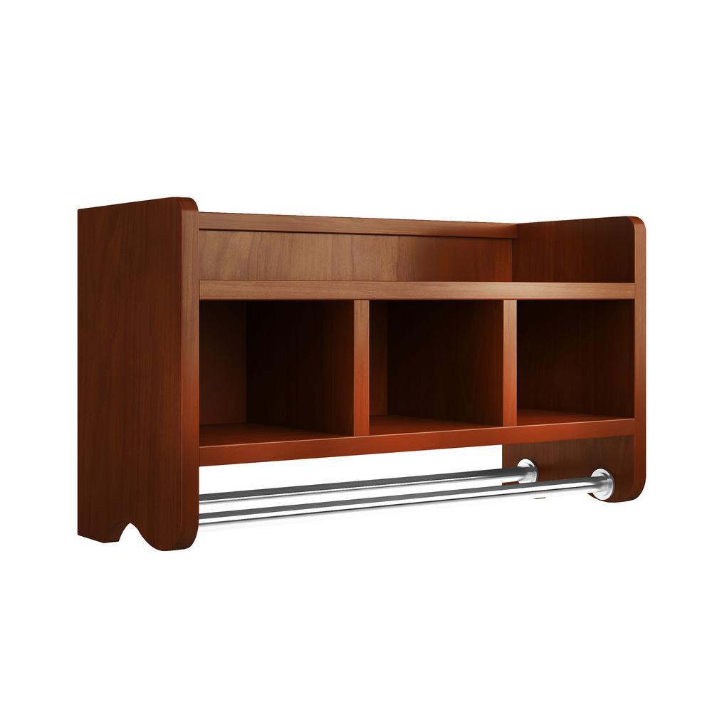 25 in. W Bath Storage Shelf with Towel Rod in Espresso - Super Arbor