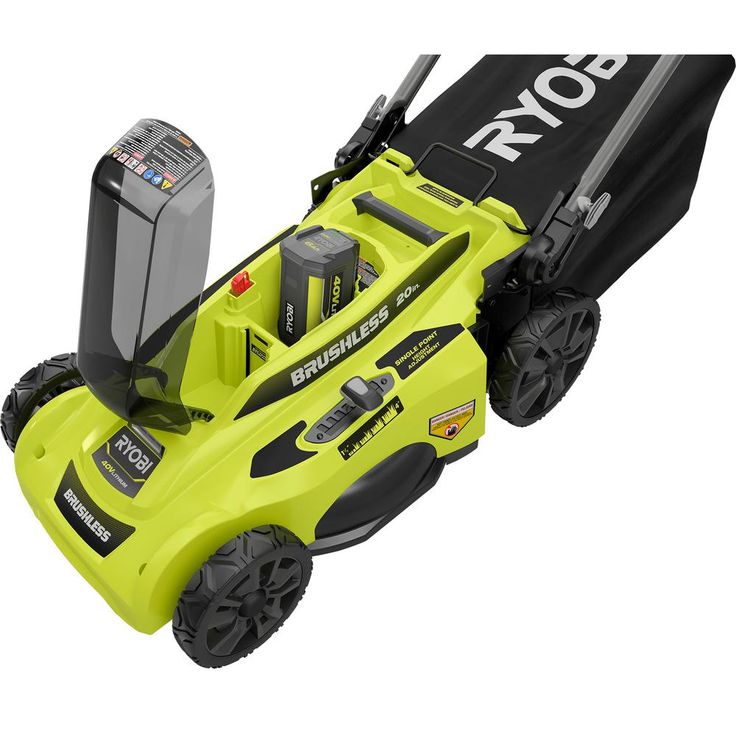 RYOBI 20 in. 40-Volt Lithium-Ion Brushless Cordless Battery Walk Behind Push Lawn Mower & Trimmer w/6.0 Ah Battery & Charger