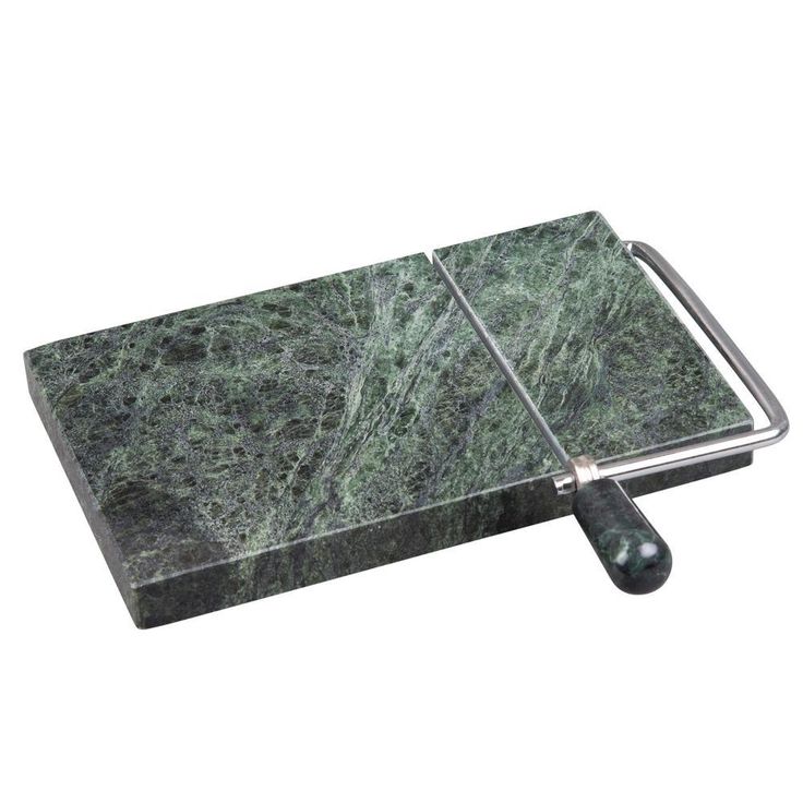 Natural Green Marble Stone 5 in. L x 8 in. W Cheese Slicer, Butter Cutter with Replacement Wire