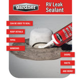 Gardner Silicone RV Leak Sealant, White, 10-oz – Waterproof Roof Sealant