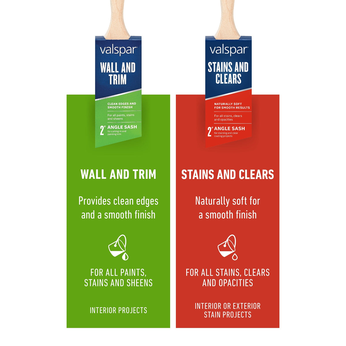 Valspar 3-Pack Polyester Flat and Angle 2-in Paint Brush Set