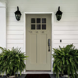 Pella 36-in x 80-in Fiberglass Craftsman Left-Hand Inswing Sage Painted Prehung Single Front Door with Brickmould, Insulating Core