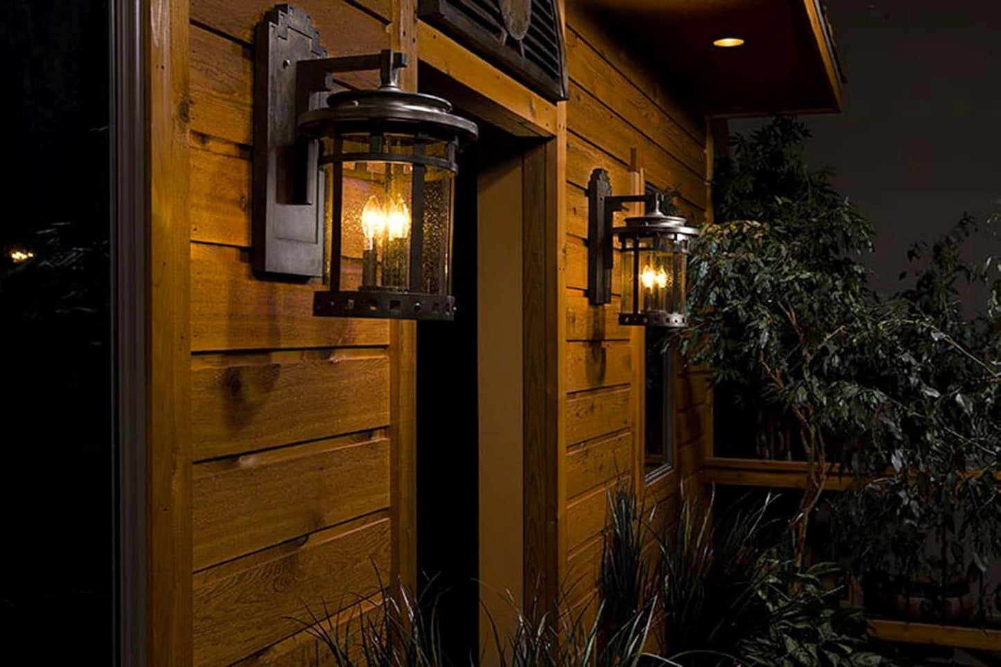 Maxim Lighting Santa Barbara VX 13-in H Outdoor Wall Lantern, Sienna Finish with Seedy Glass, Hardwired Incandescent