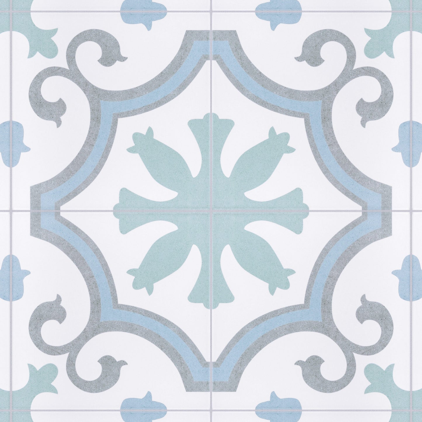 Affinity Tile Lacour Aqua 10-in x 10-in Satin Porcelain Encaustic Floor and Wall Tile product image