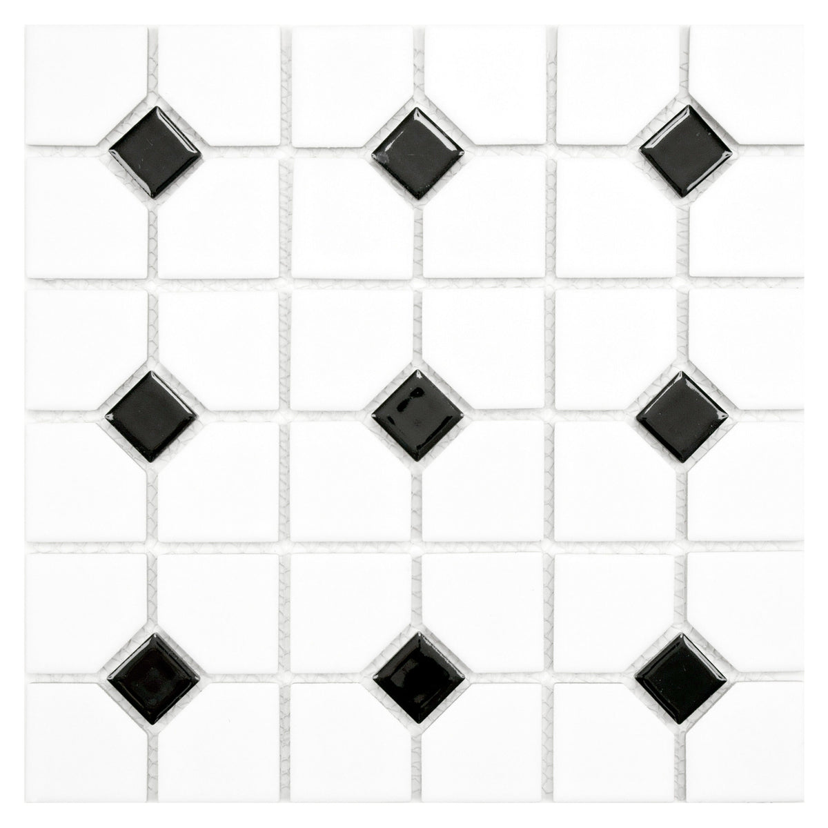 Affinity Tile Oxford Matte White with Black Dot 11-in x 11-in Multi-finish Porcelain Mosaic Floor and Wall Tile product image