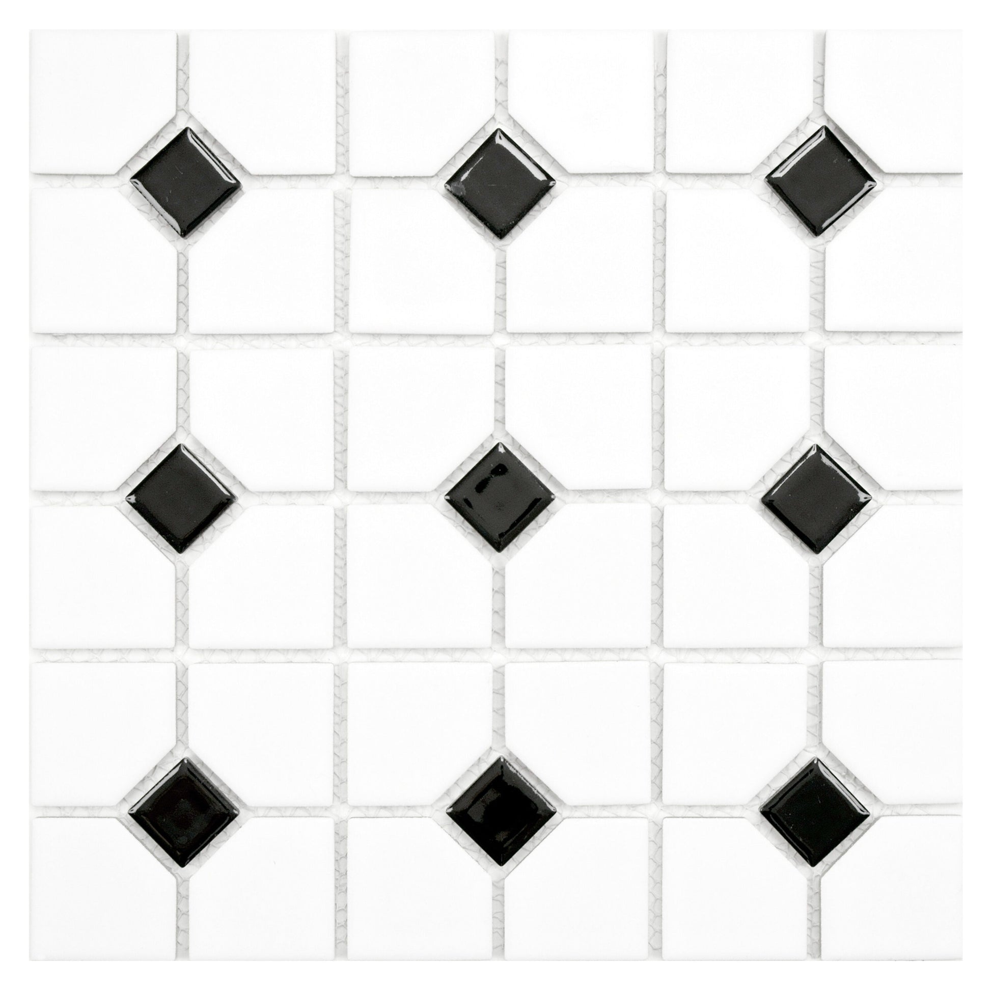 Affinity Tile Oxford Matte White with Black Dot 11-in x 11-in Multi-finish Porcelain Mosaic Floor and Wall Tile product image