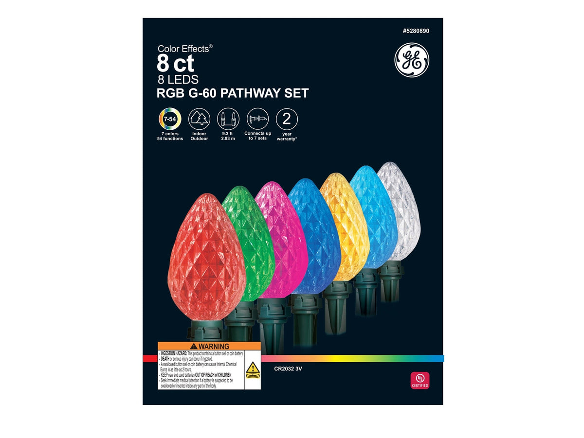 GE Color Effects 8-Marker Color-Changing LED G60 Christmas Pathway Light Set with Remote