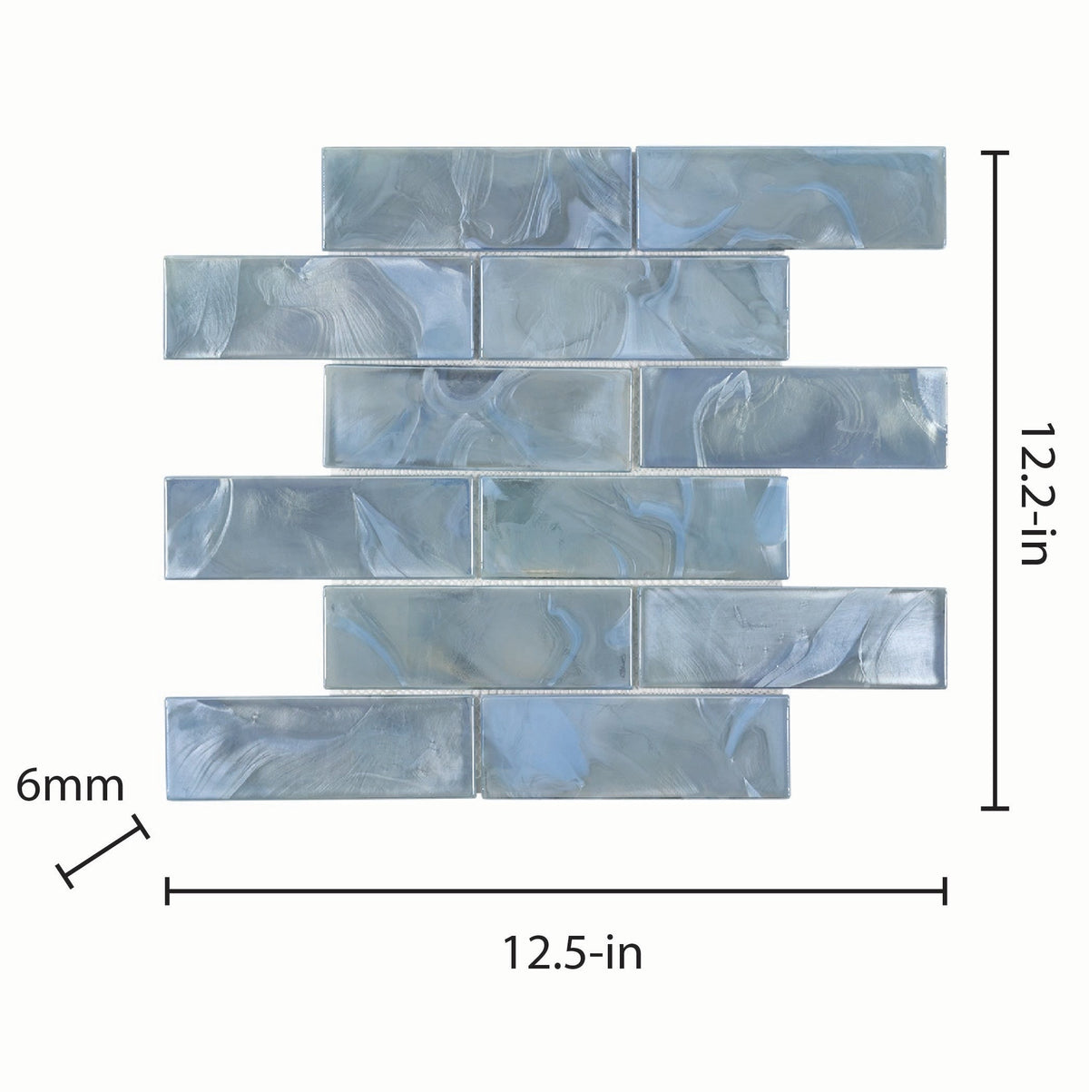 Elida Ceramica Blue 12-in x 12-in Glossy Glass Brick Mosaic Wall Tile