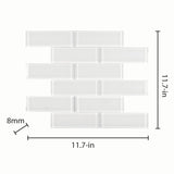 Elida Ceramica 2-in x 6-in Super White Glass 12-in x 12-in Glossy Brick Mosaic Wall Tile