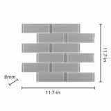 Elida Ceramica Gray 12-in x 12-in Glossy Glass Brick Subway Mosaic Wall Tile (0.955-sq ft)