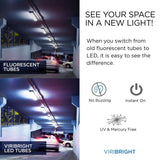 Viribright 4 ft. 40-Watt Equivalent Cool White (4000K) Type A & B Hybrid Linear T8 LED Tube Light Bulb (12-Pack)