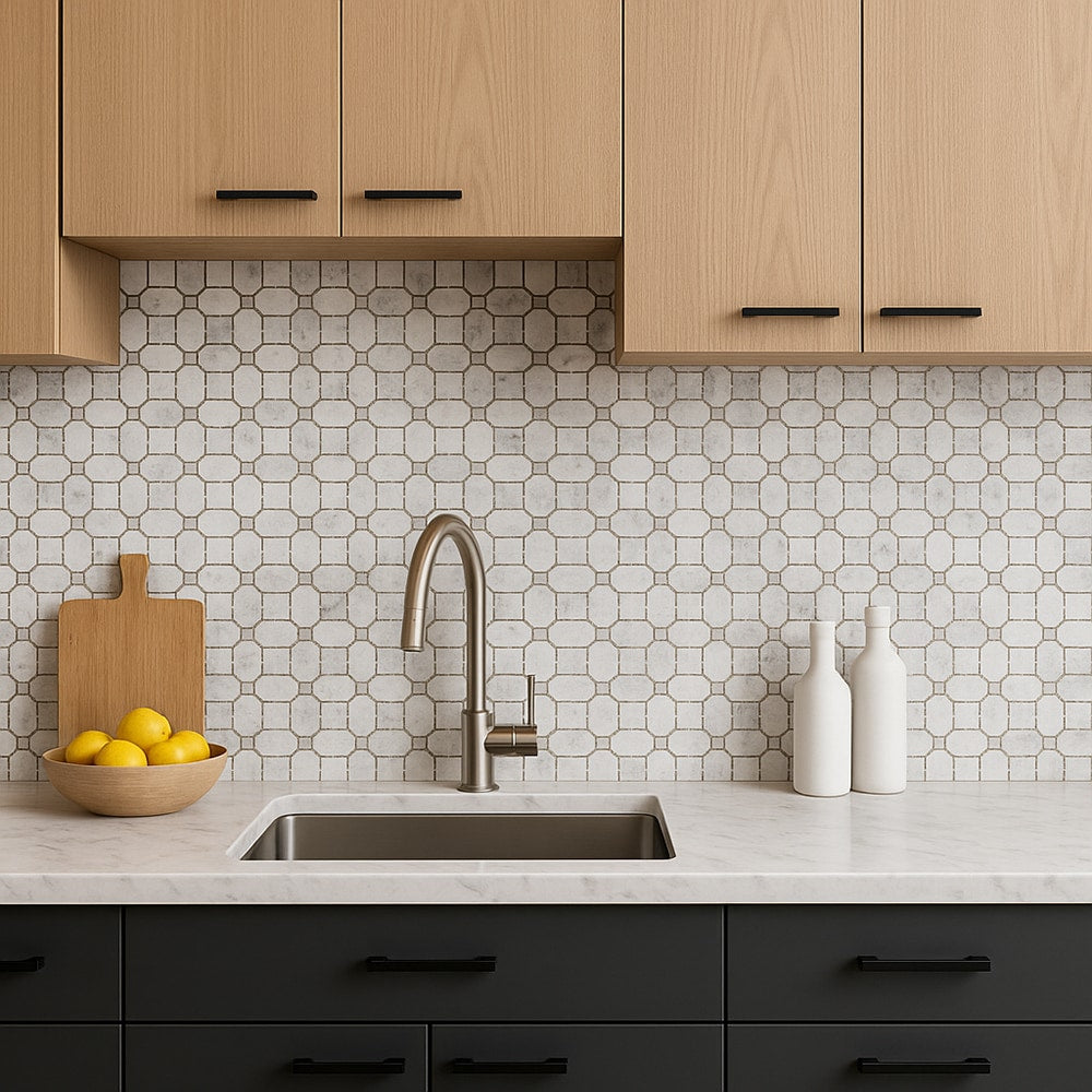 Elida Ceramica Astor Lane Marble 12-in x 12-in Polished Basketweave Mosaic Floor and Wall Tile, 0.88-sq ft per Piece