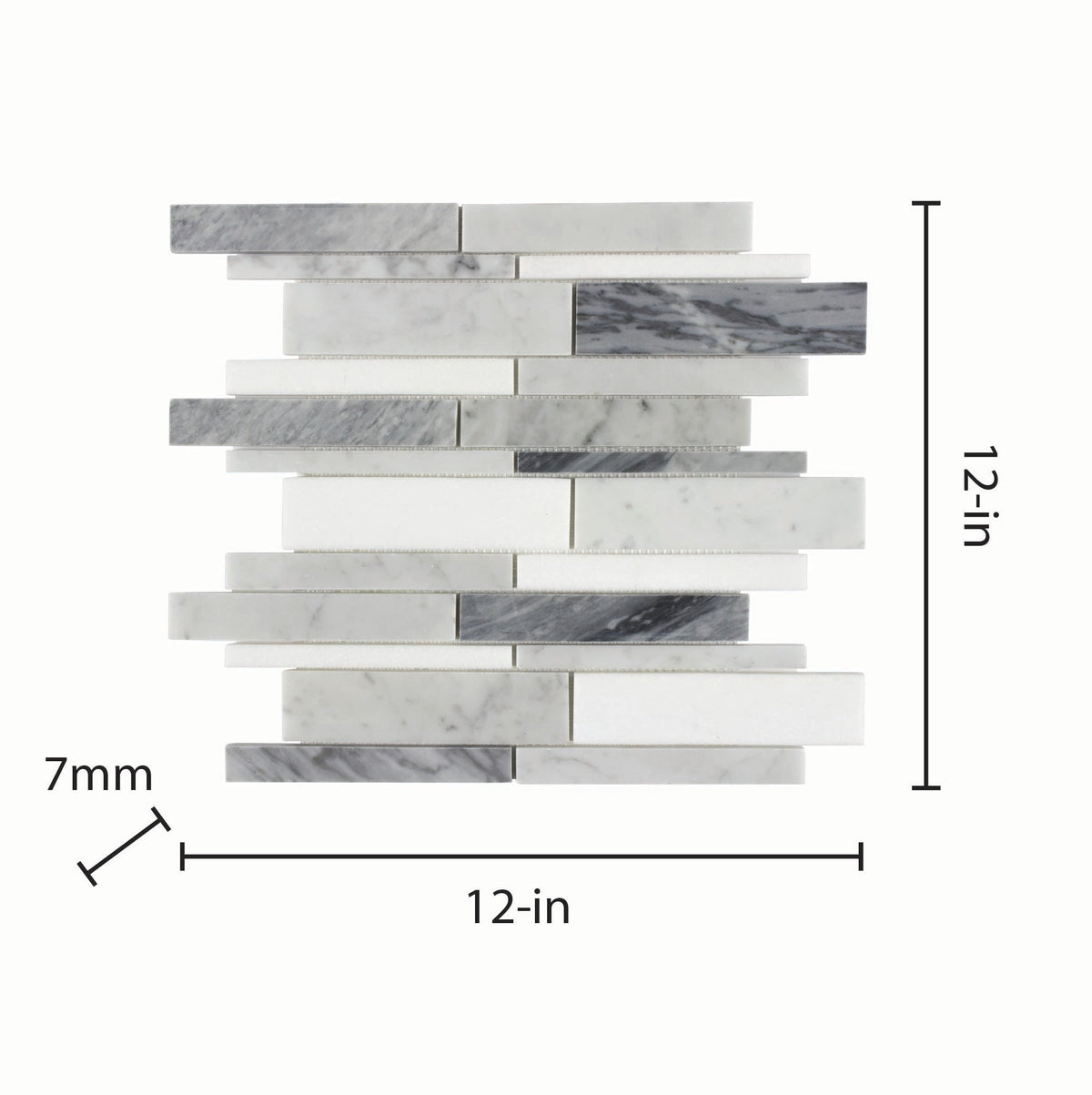 Elida Ceramica Bianca Blended 12-in x 12-in Polished Natural Stone Marble Linear Mosaic Wall Tile