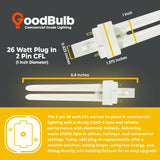 Philips 26‑Watt Equivalent CFLNI G24d‑3 2‑Pin Plug‑In Light Bulb, Soft White 2700K
