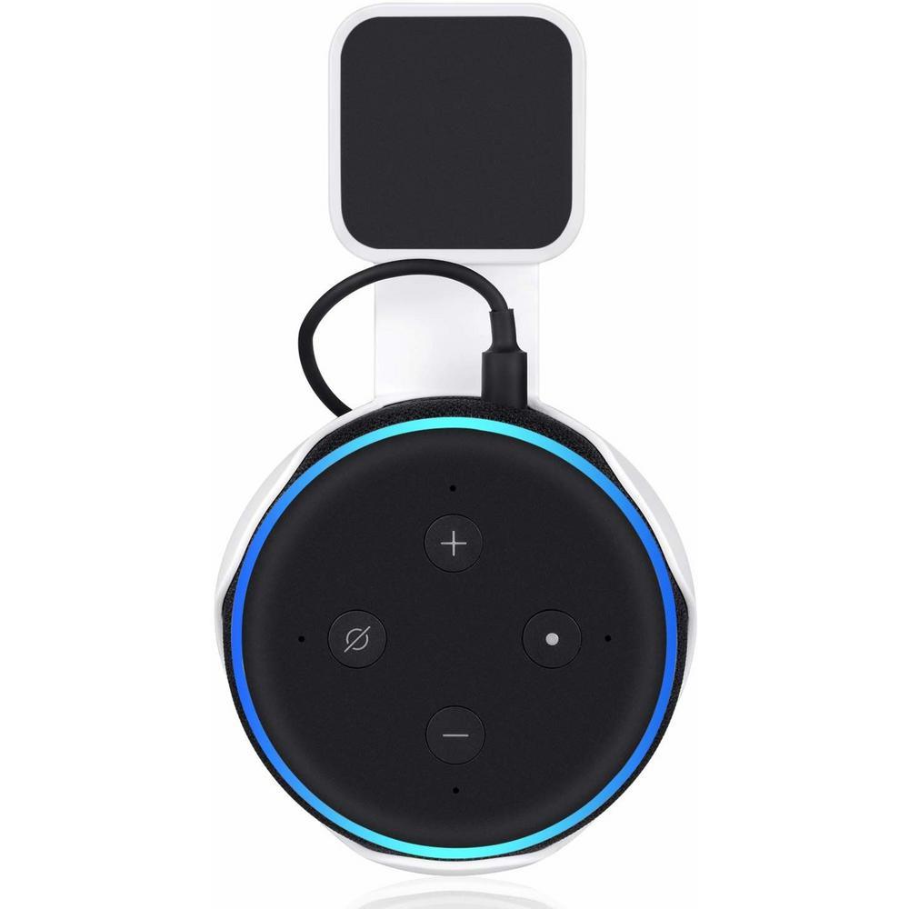 AC Outlet Wall Mount Compatible with Echo Dot (3rd Gen) - Flexible Mounting for Your Alexa Smart Speaker (1-Pack, White) - Super Arbor